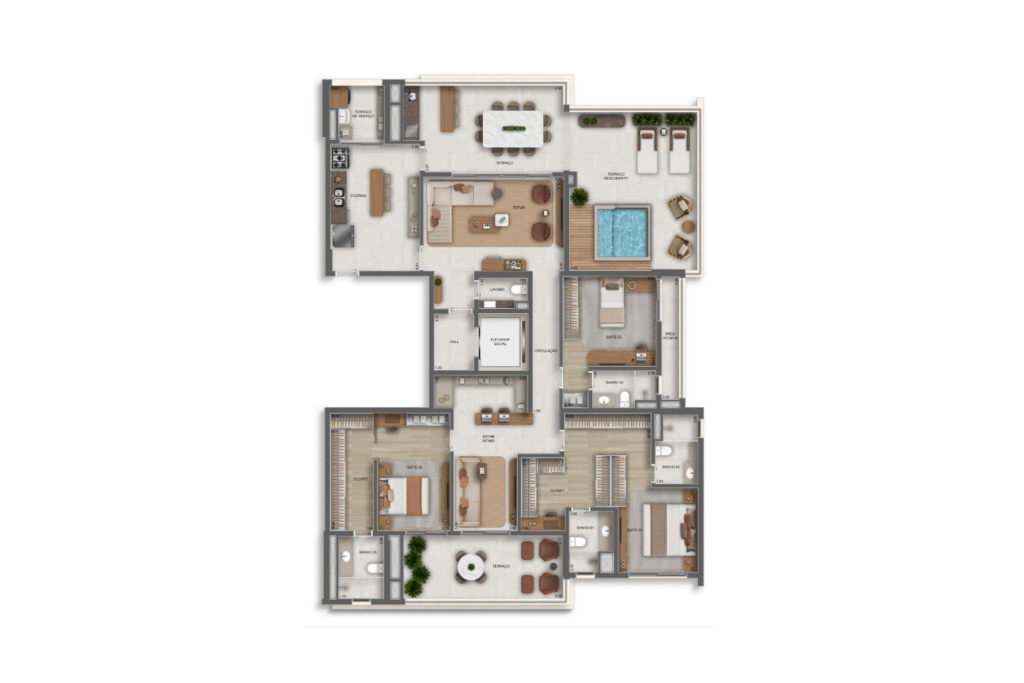 Apartamento 241m² - 3 suítes - Penthouse